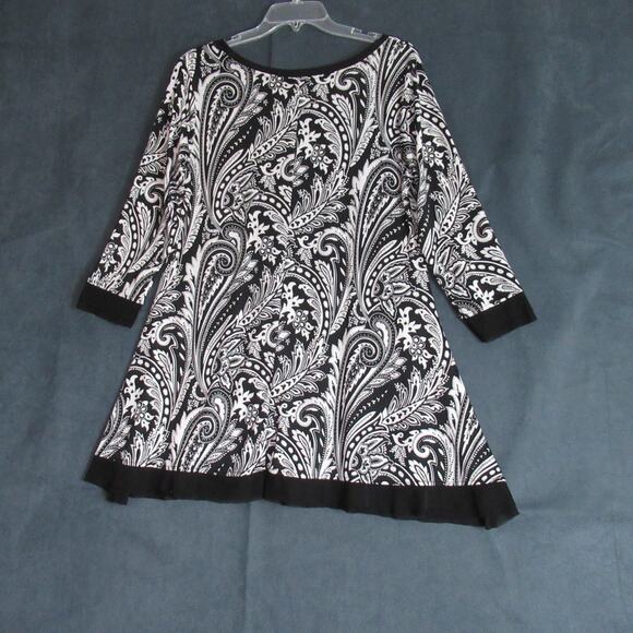 Coco + Carmen Top Womens L/XL Black White Floral Tunic Momcore Work Blouse - Picture 3 of 7